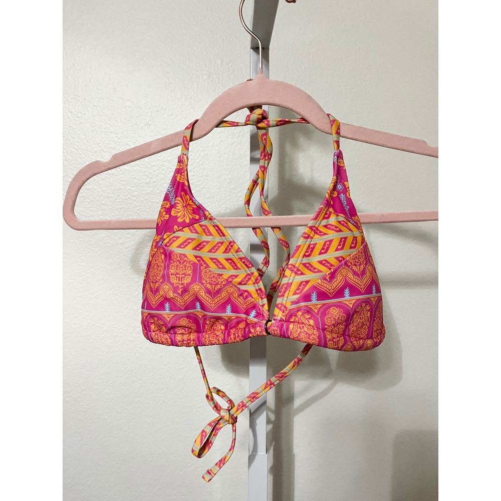 NEW Halter Bikini Set Triangle Top String Piece Boho Aztec Pink Cheeky Small - Picture 7 of 11